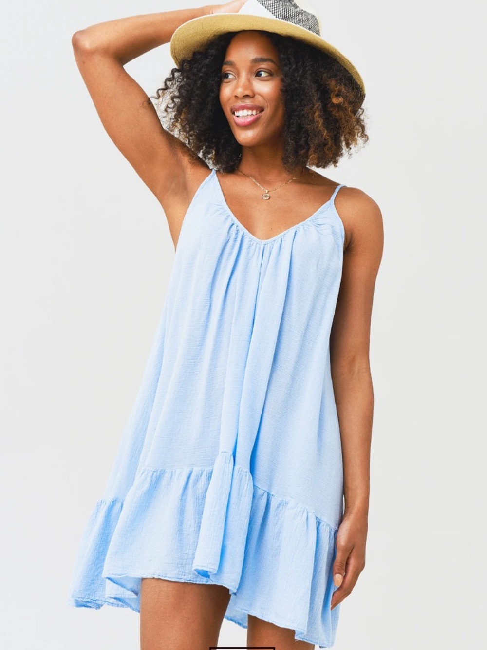 9 seed resort ST. Tropez light Blue  Swim Coverup Dress with Ruffle Hem revolve